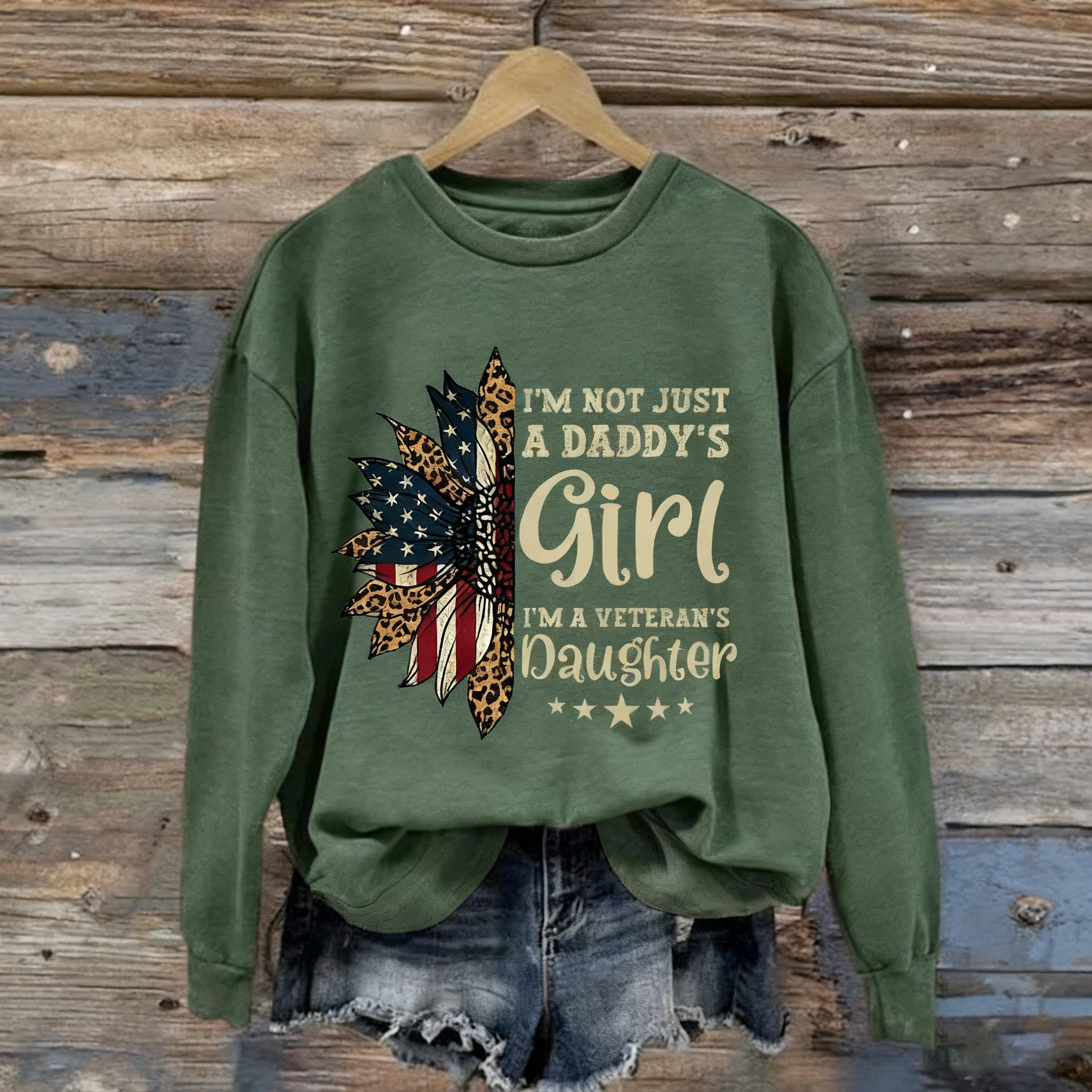 Women's I'm Not Just Daddy's Girl I'm A Veteran's Daughter Printed Sweatshirt
