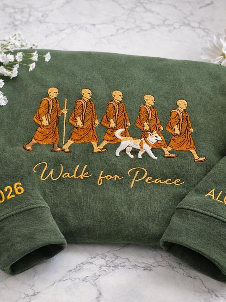 2026 Walk For Peace Monks With Aloka Dog Cozy Sweatshirt