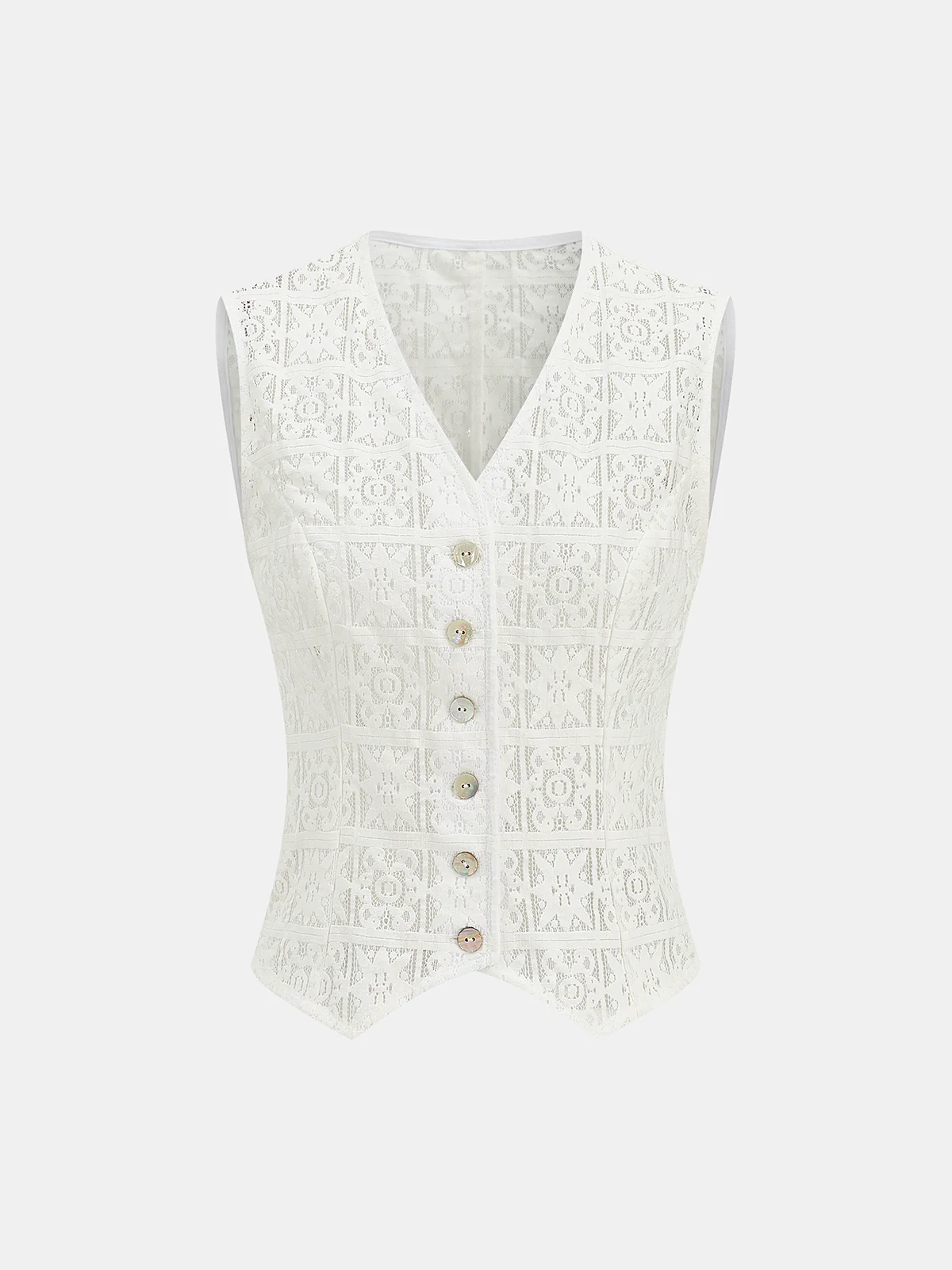 Lace V-Neck Buttoned Vest