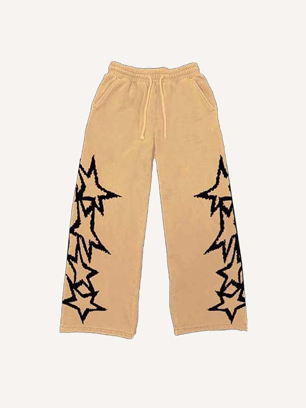 Star Print Elastic Waist Pants