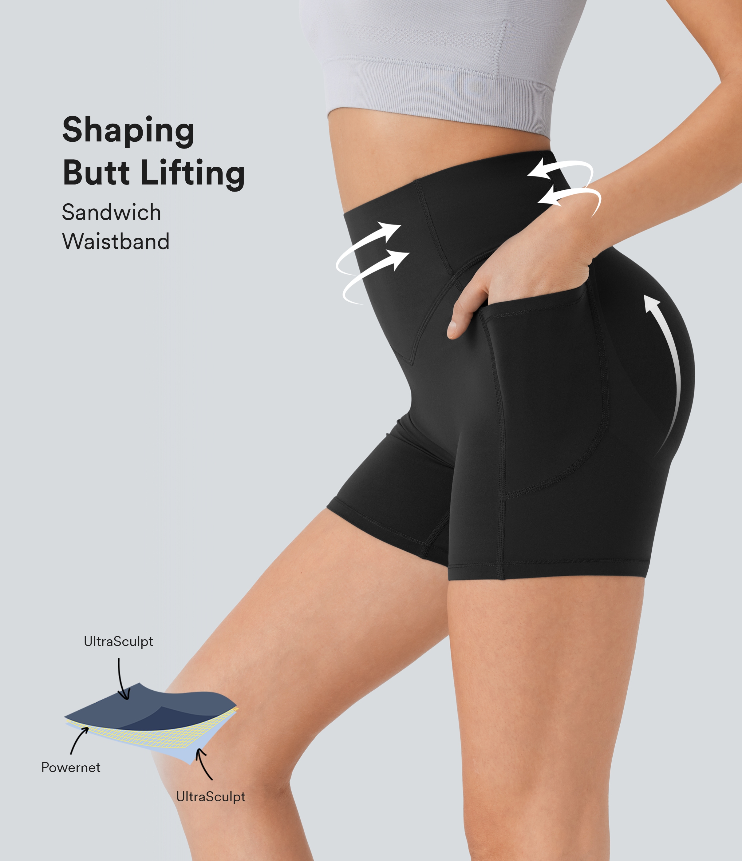Halara UltraSculpt™ High Waisted Scrunch Butt Lifting Tummy Control Pocket Shaping Workout Biker Shorts 5''