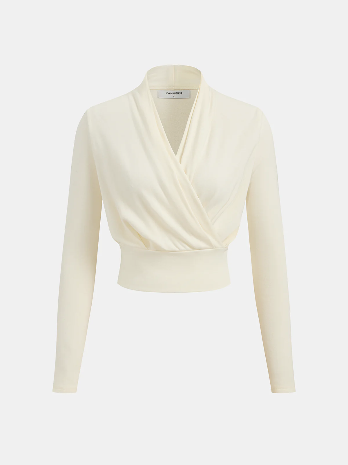 Wool-Blend Wrap Cinched Waist Top