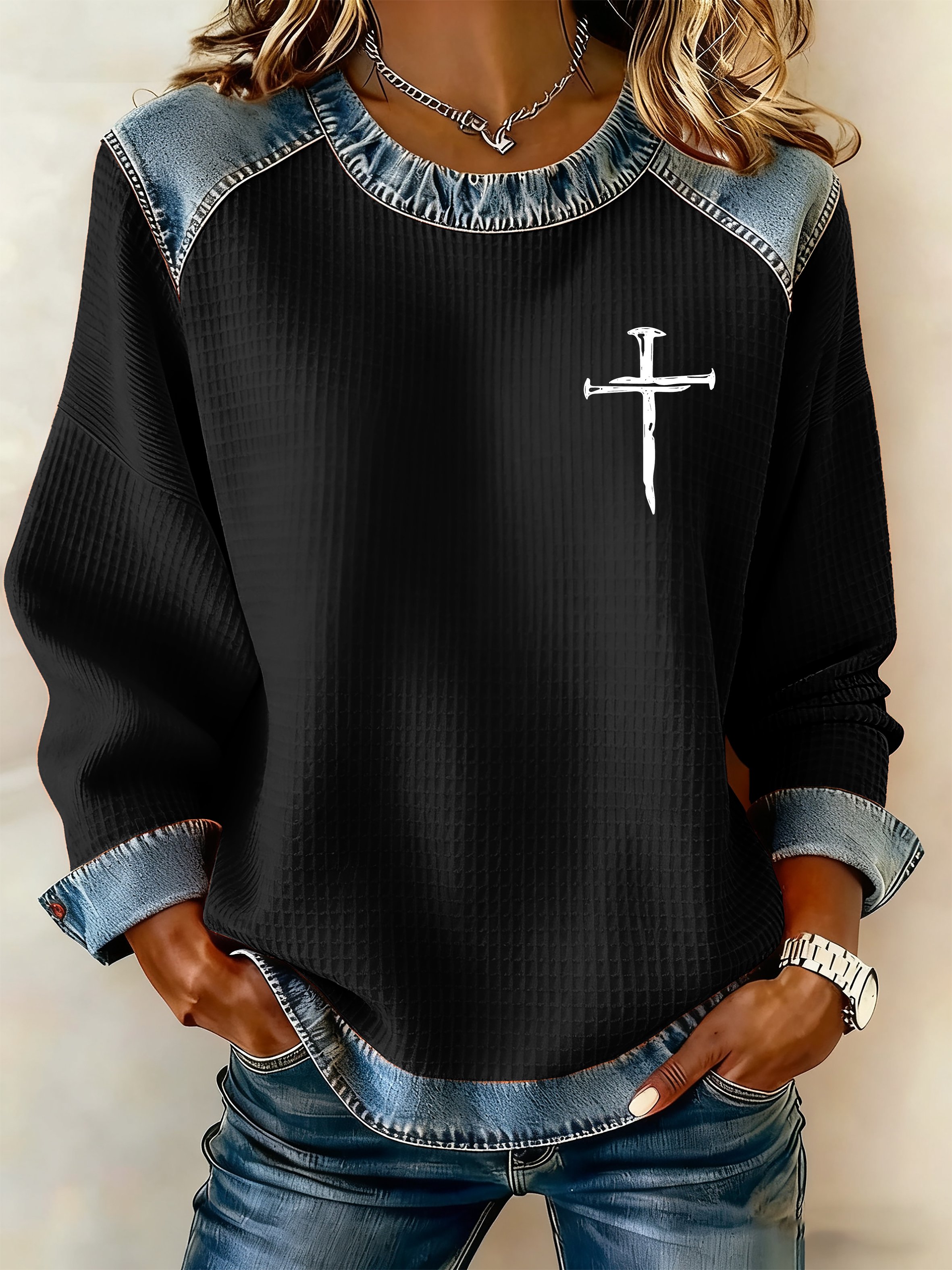 Women's Casual Faith Print Top