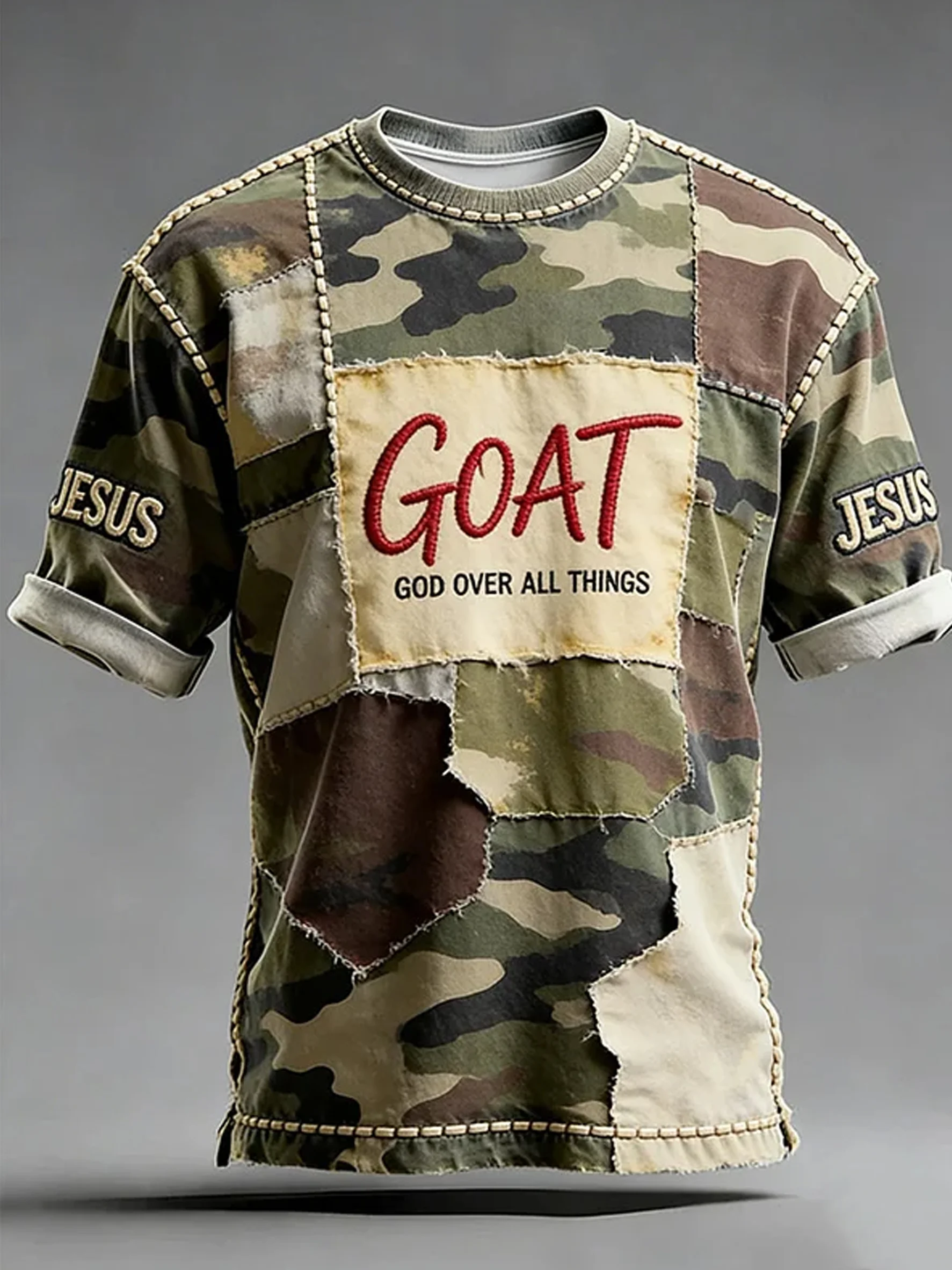 Men's Retro Faith Print Casual Top