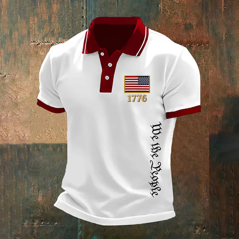 Men's Veteran Print Casual Polo T-shirt