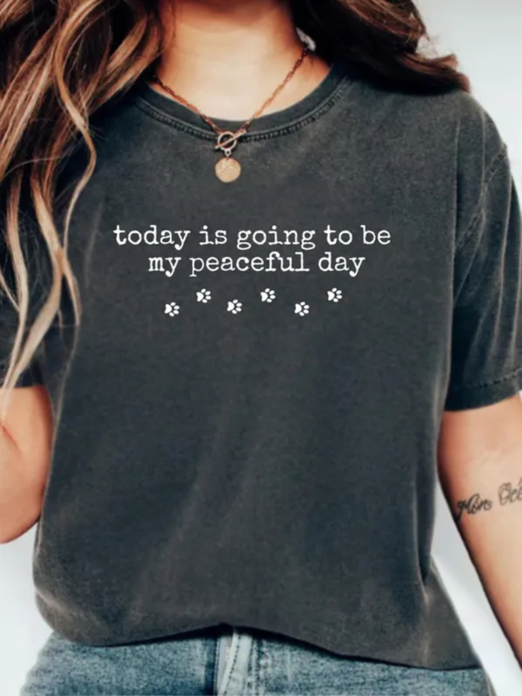 Peace Walking Monks With Aloka Cute Dog Art Washed T-shirt