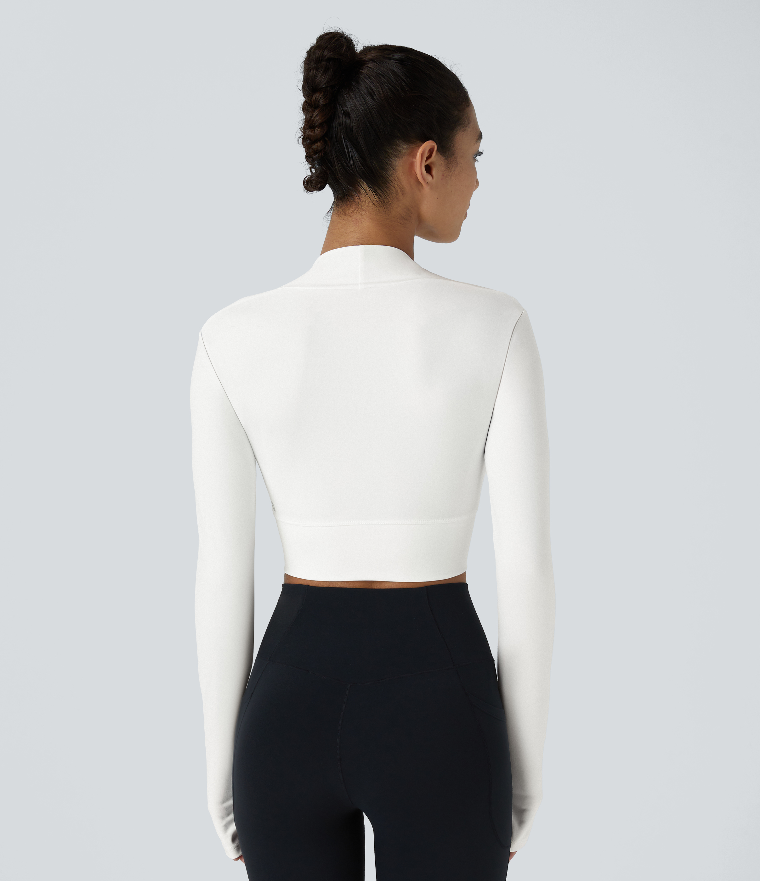 SoftlyZero™ Plush Long Sleeve Thumb Hole 2-in-1 Cropped Yoga Sports Top