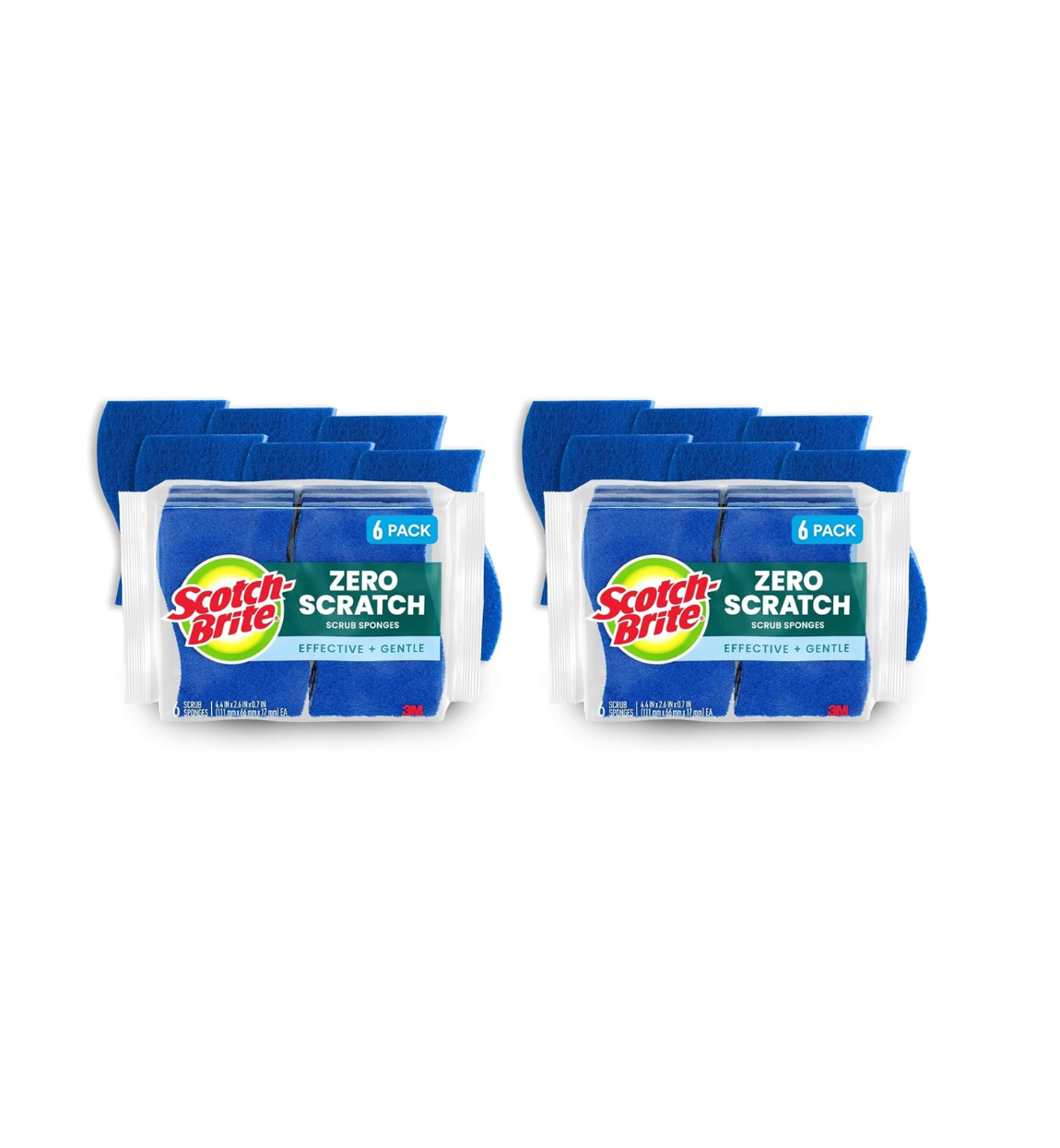 Scotch-Brite Zero Scratch Sponges – 2 Packs (6 Sponges Each)