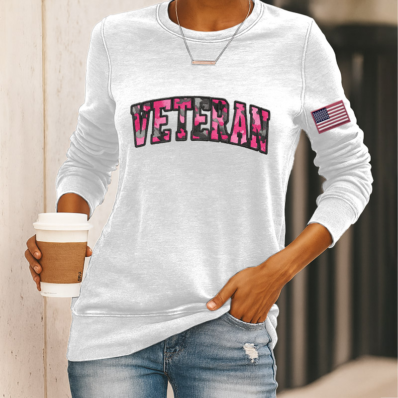 Women's Veteran Print Casual Sweatshirt