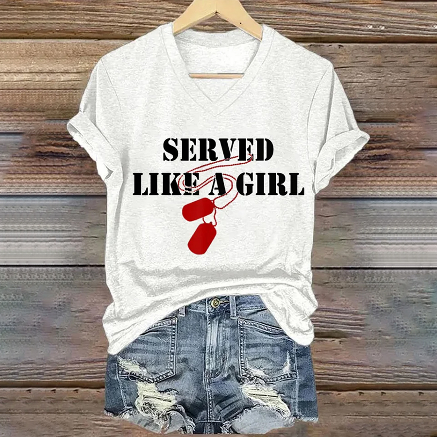 Women's Served Like A Girl Printed Short-Sleeved T-Shirt
