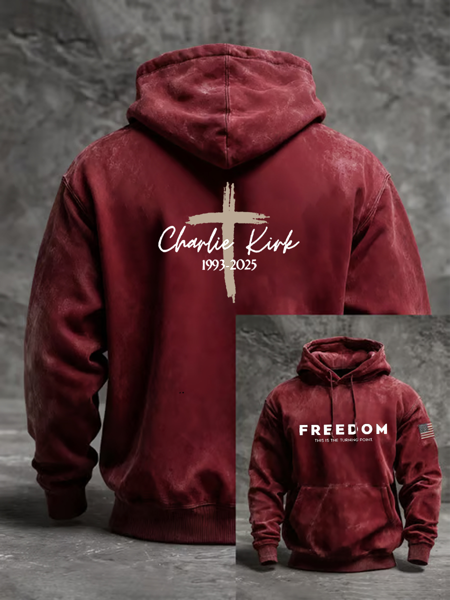 Men's Freedom Is Not Free R.I.P Charlie Kirk Oversized Drop-Shoulder Hoodie with Pockets
