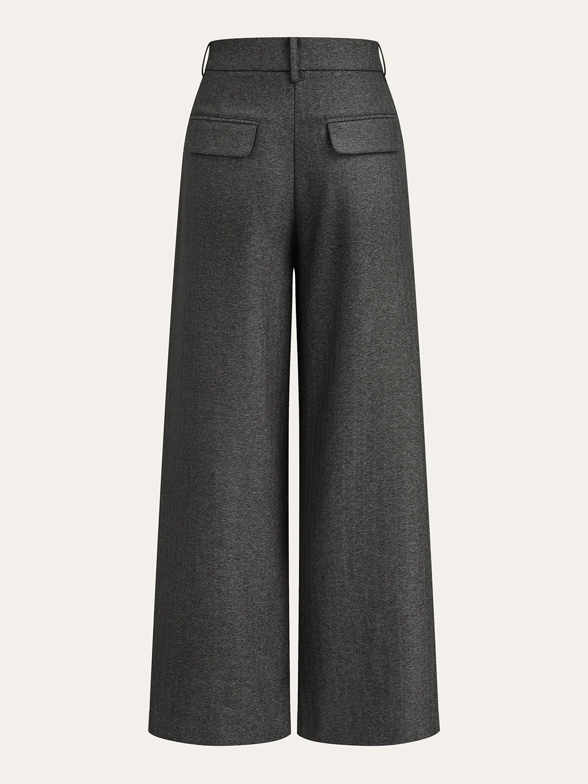 High-Waisted Button-Front Wide-Leg Pants