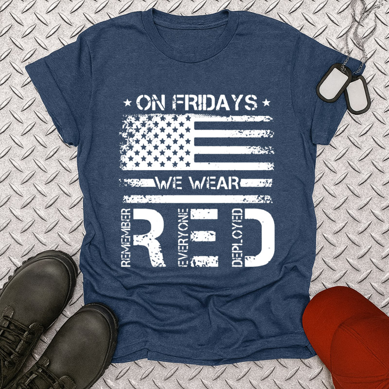 Women's  Red Friday Print Casual Short Sleeve T-Shirt