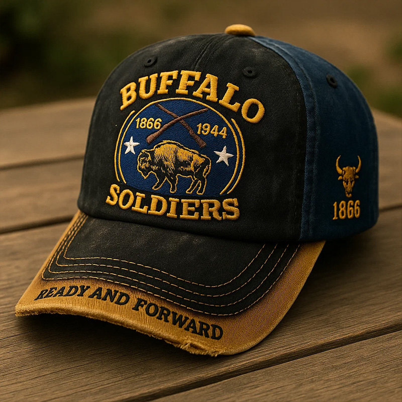 Retro Buffalo Cavalry Print Casual Hat