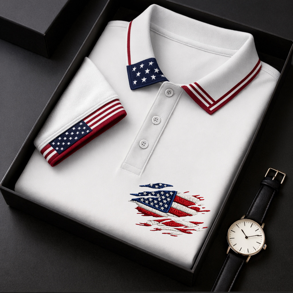 Men's America 250th Anniversary Printed Casual Polo Shirt