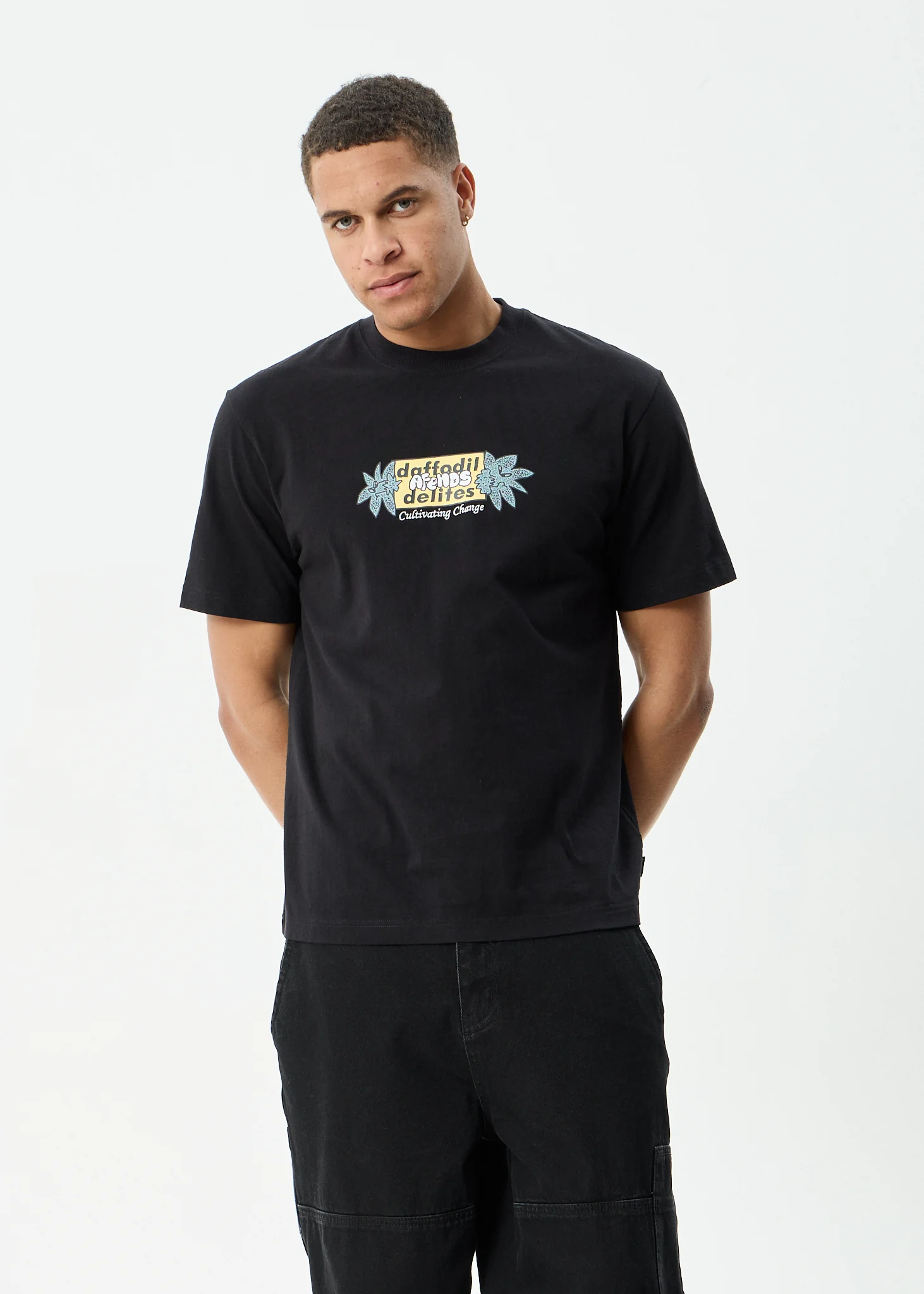 AFENDS Mens Delites - Heavyweight Retro Tee - Black