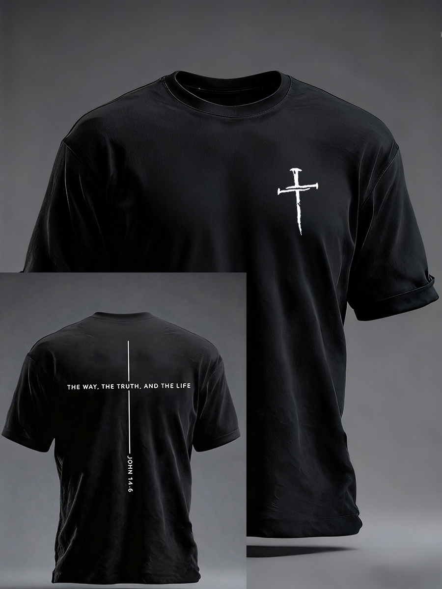 Men's Jesus The Way The Truth The Life John 14:6 Christian Cross Short Sleeve T-shirt