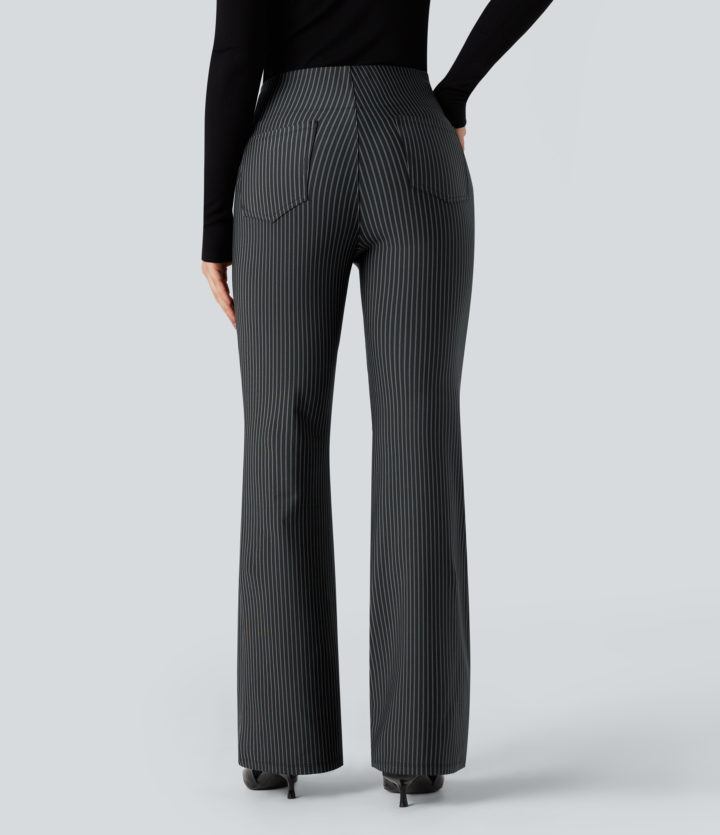 Halara Flex™ High Waisted Striped Work Flare Pants with Pockets