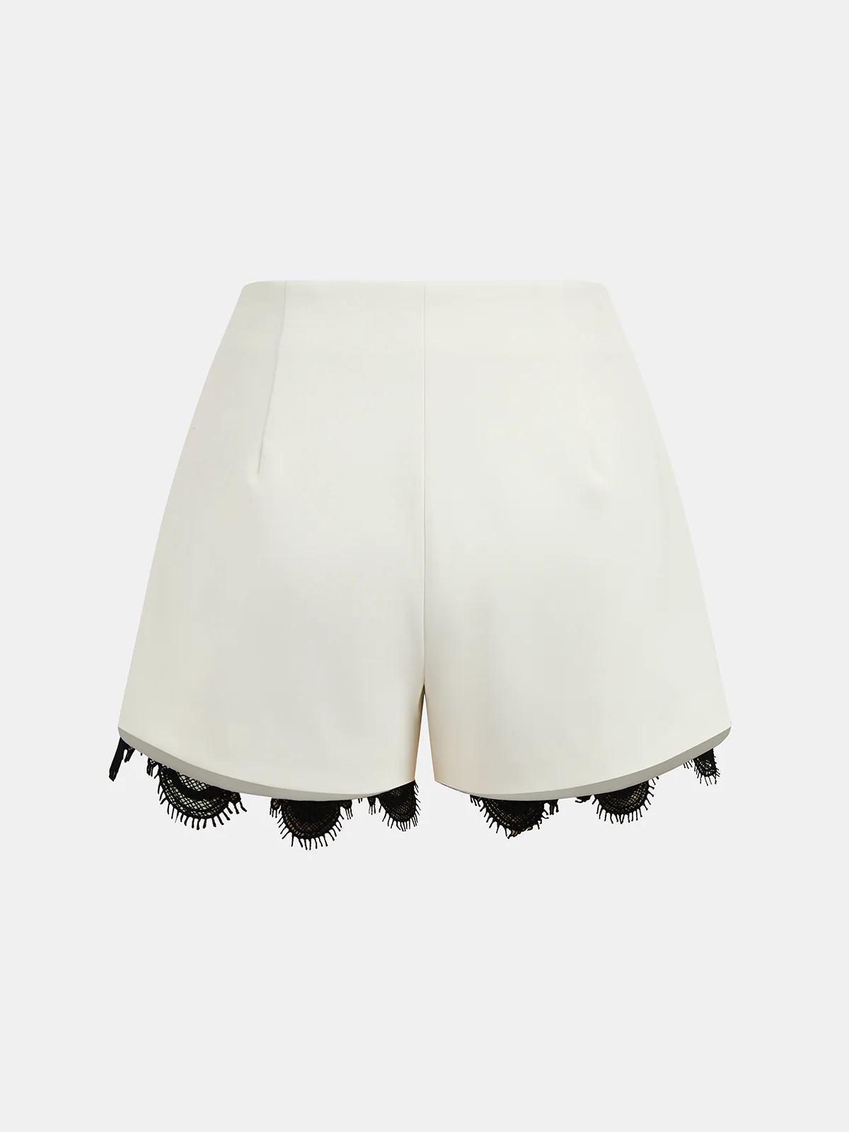 Contrast Lace Trim Mid-Waist Shorts