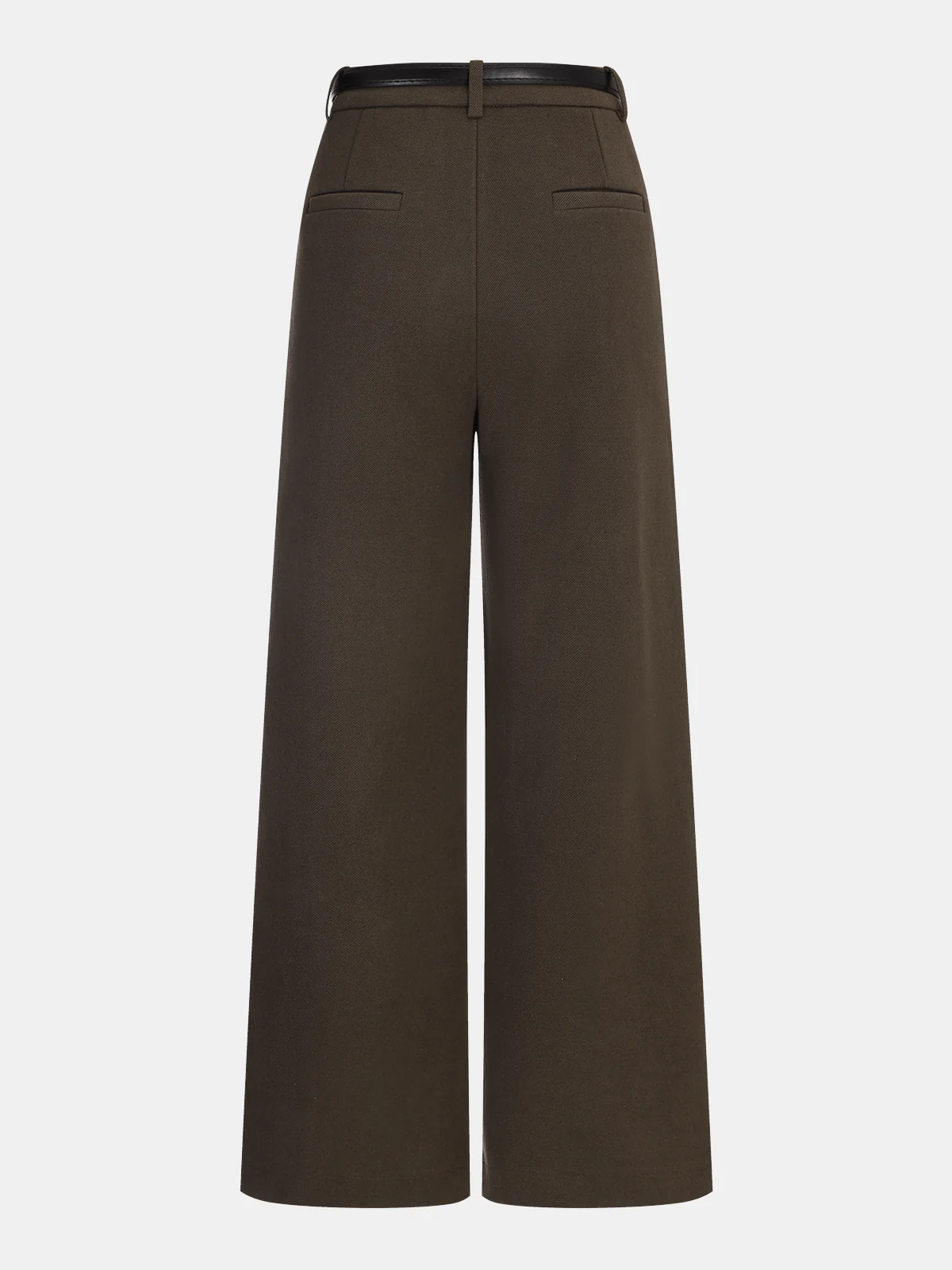 Belted Wool-Blend Straight-Leg Pants