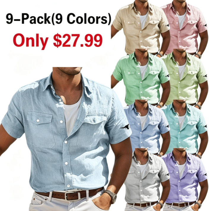 Men's Shirt Linen Shirt Summer Shirt Beach Shirt Solid Color Vacation