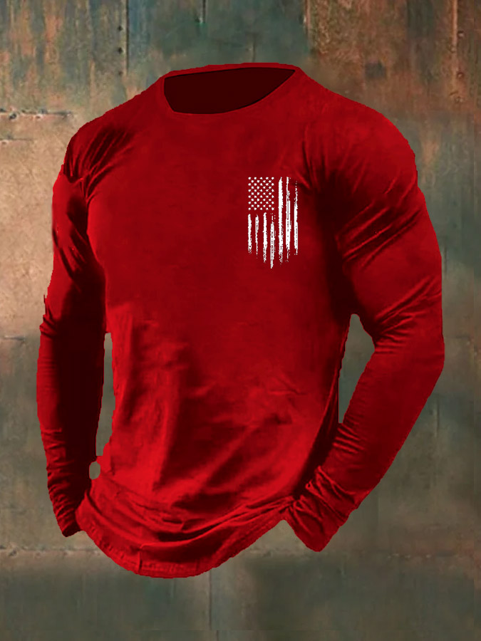 Men's Vintage Veterans Day Print Long Sleeve T-Shirt