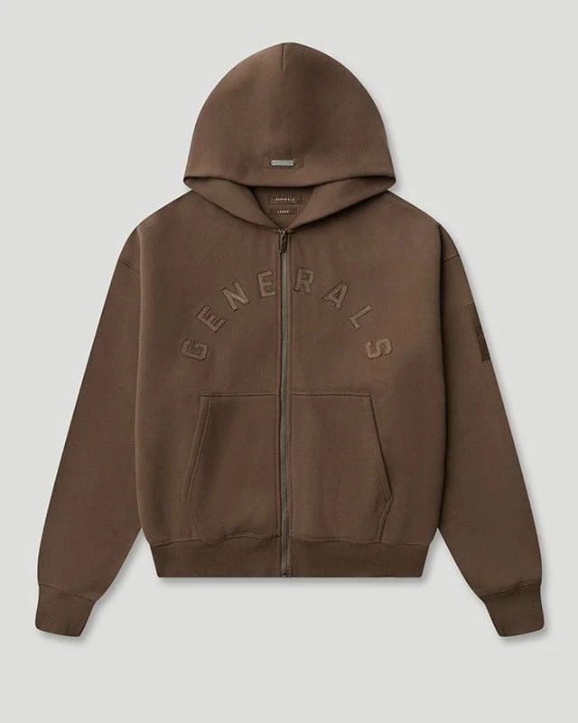 Generals Oversized Zip Hoodie Chestnut