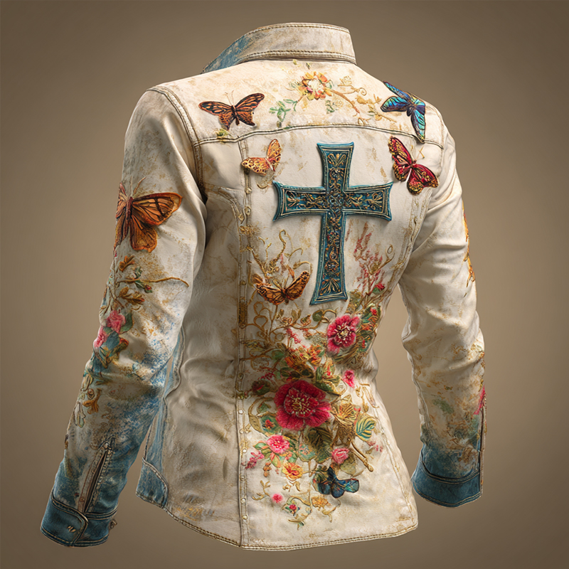 Women's Retro Christian Art Print Shirt