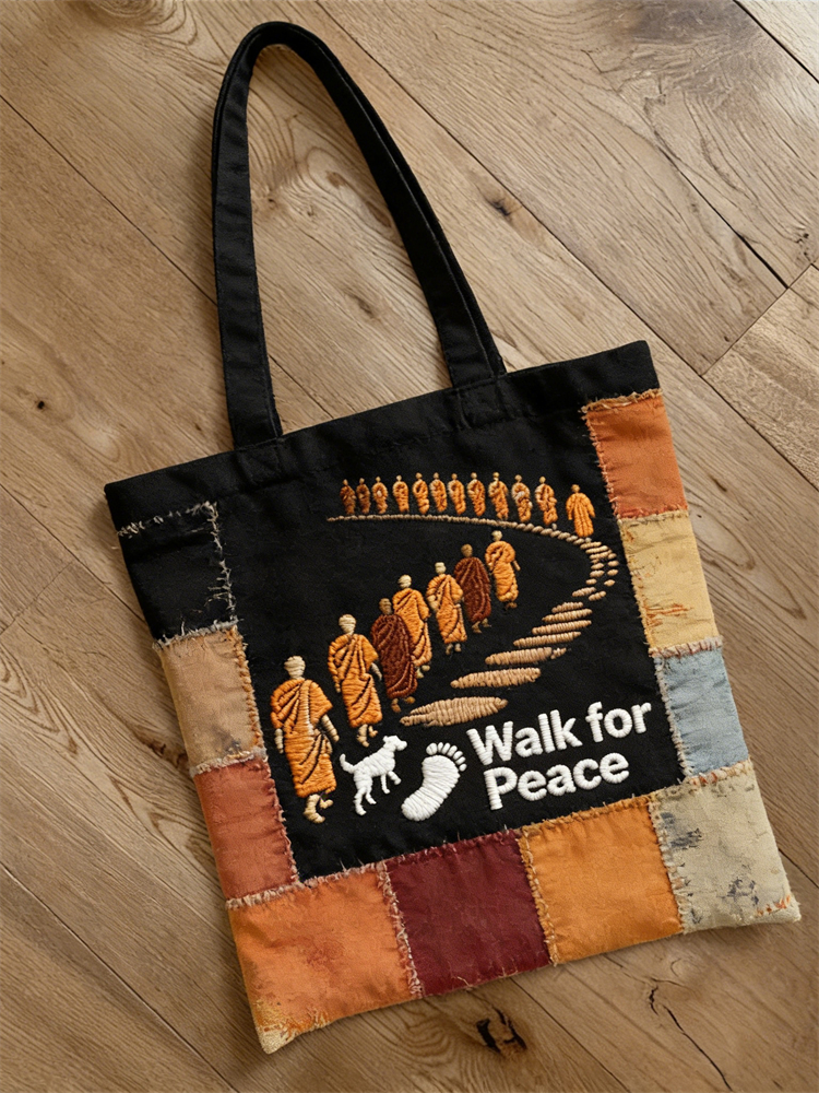 Walk For Peace Mission Journey Patchwork Ecofriendly Tote Bag