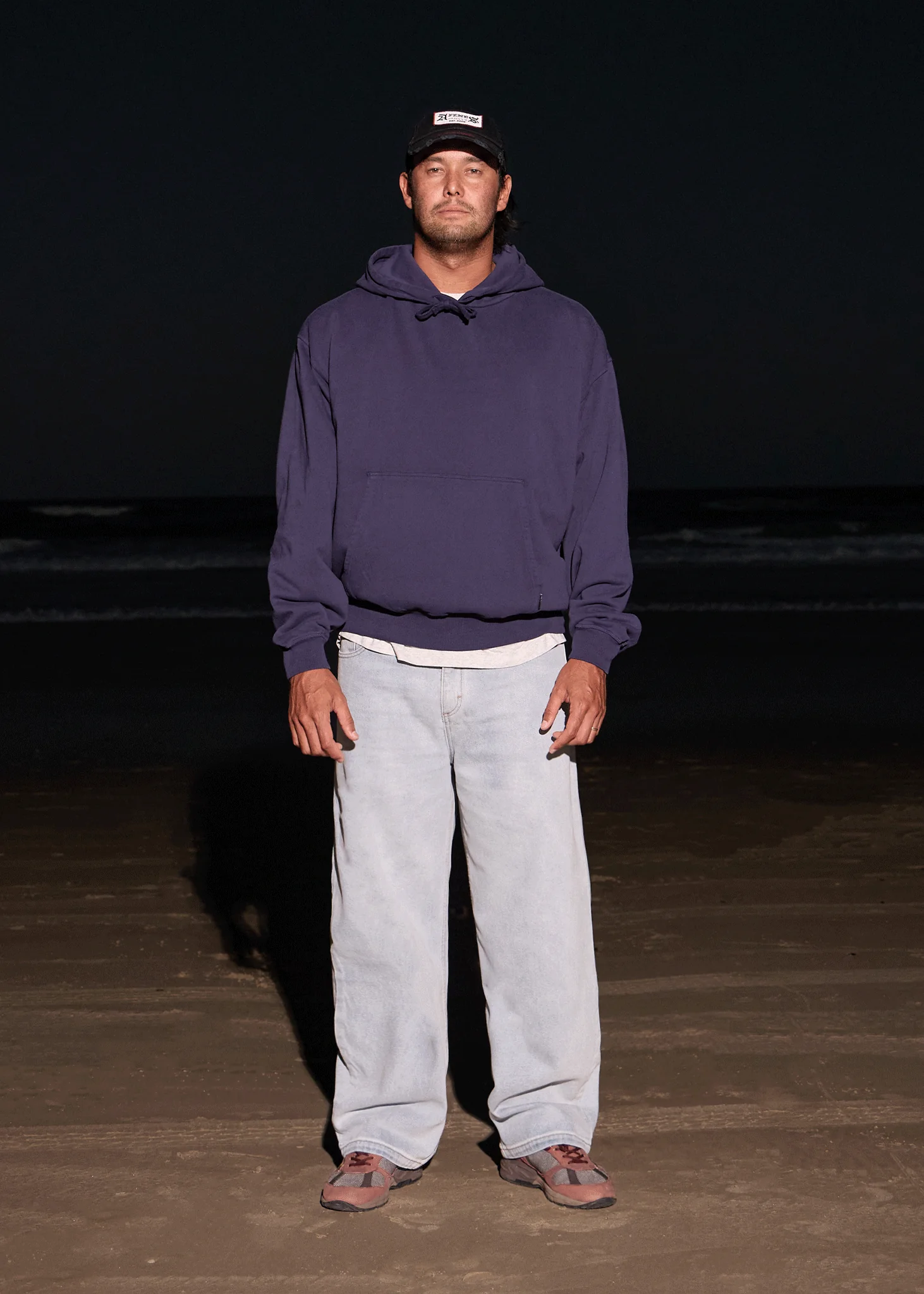 AFENDS Mens Pablo - Denim Baggy Jean - Stone Blue