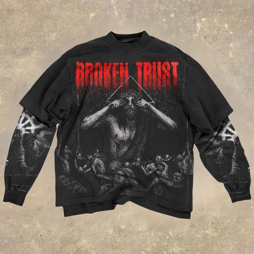 Broken Trust Dark Art  Fake Two-Piece Shirt