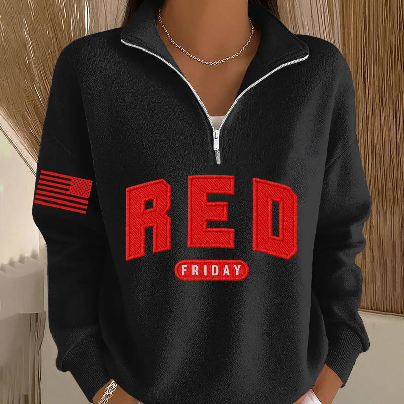 Women's Red Friday Printed Casual Sweatshirt