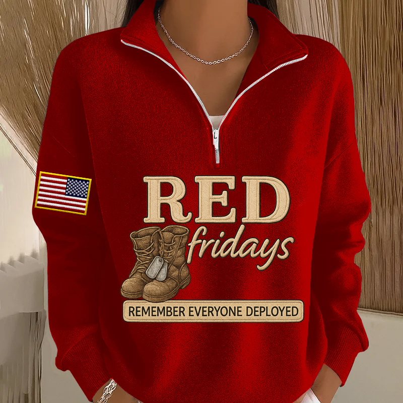 Women's Red Friday Printed Casual Sweatshirt