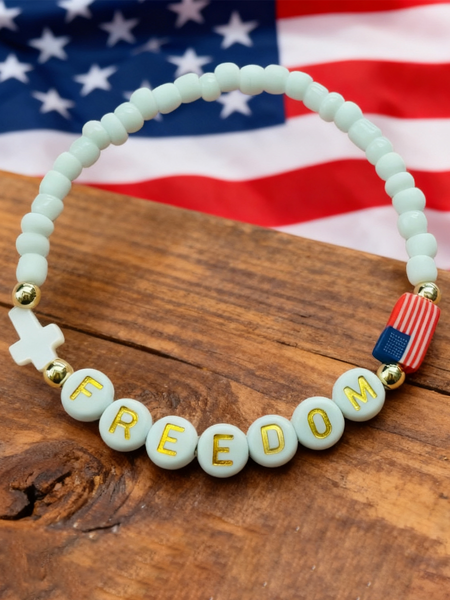 Freedom and Faith Cross Beaded Bracelet