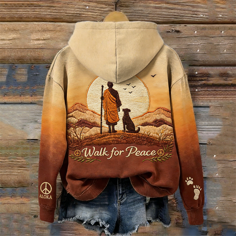 Walk For Peace Aloka Sunset Landscape Gradient Hoodie
