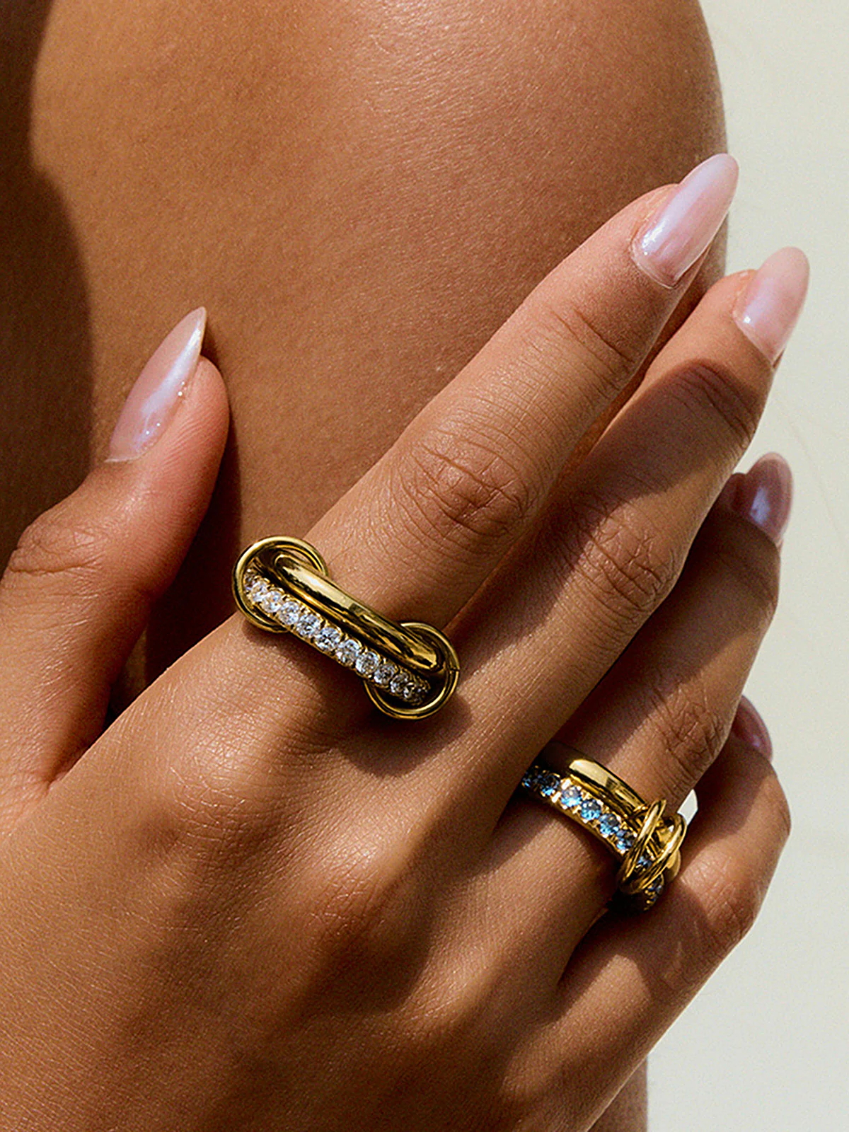 Zircon Accent Double-Band Linked Ring