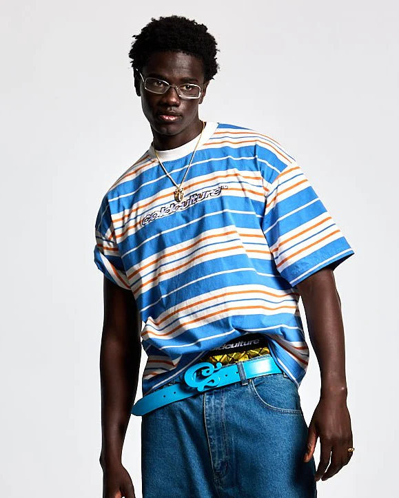 STRIPED TEE ORANGE-BLUE