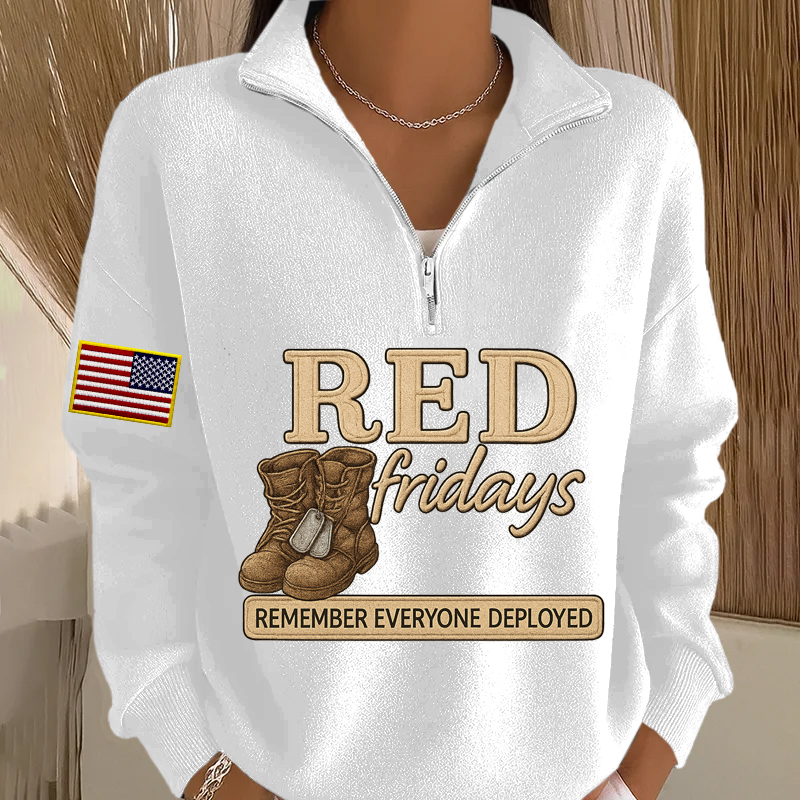 Women's Red Friday Printed Casual Sweatshirt