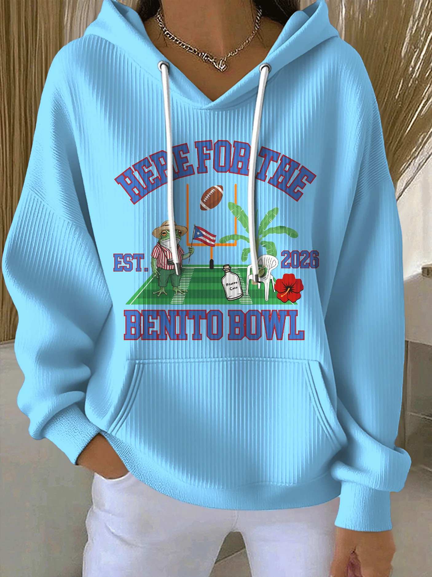 Women's Puerto Rico Singer Benito Bowl Print Casual Hoodies