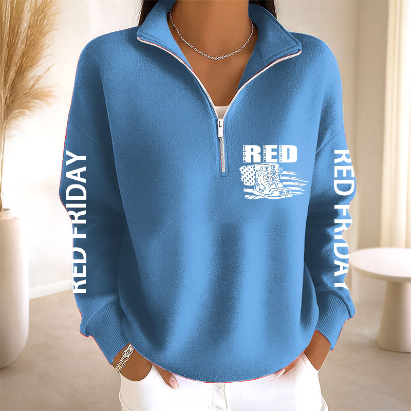 Women's Red Friday Print Casual Sweatshirt