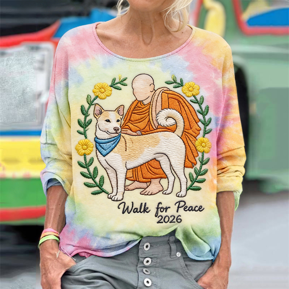 Walk For Peace Monk & Aloka Dog Tie Dye T Shirt