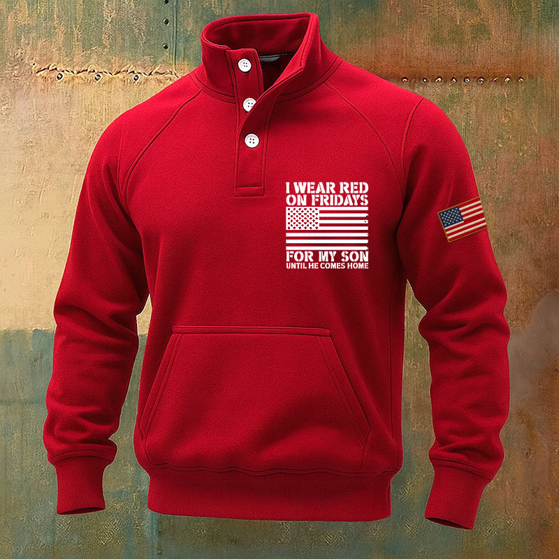 Red Friday Print Casual Men's Sweatshirt