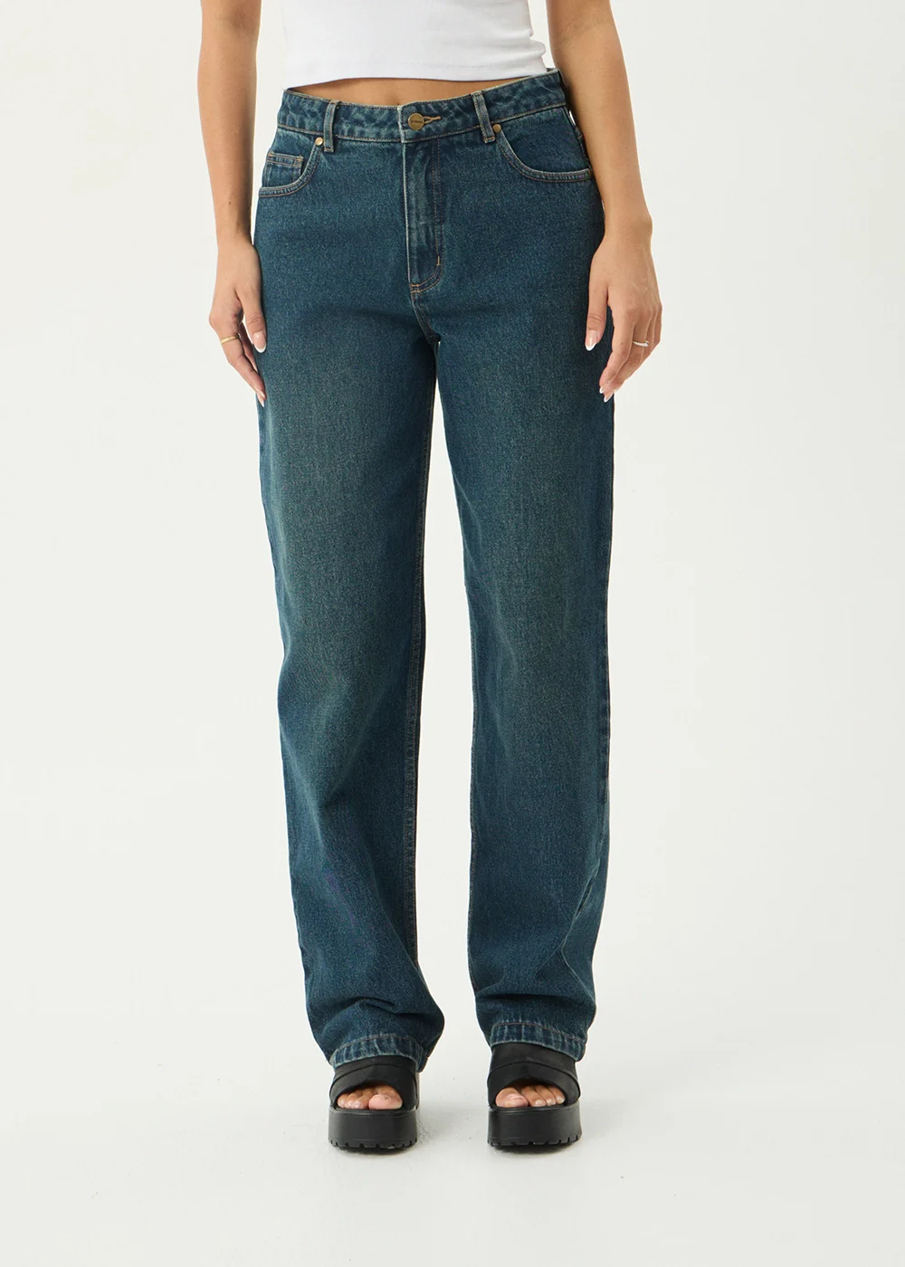 AFENDS Womens Leila - Straight Leg Jeans - Vintage Wash