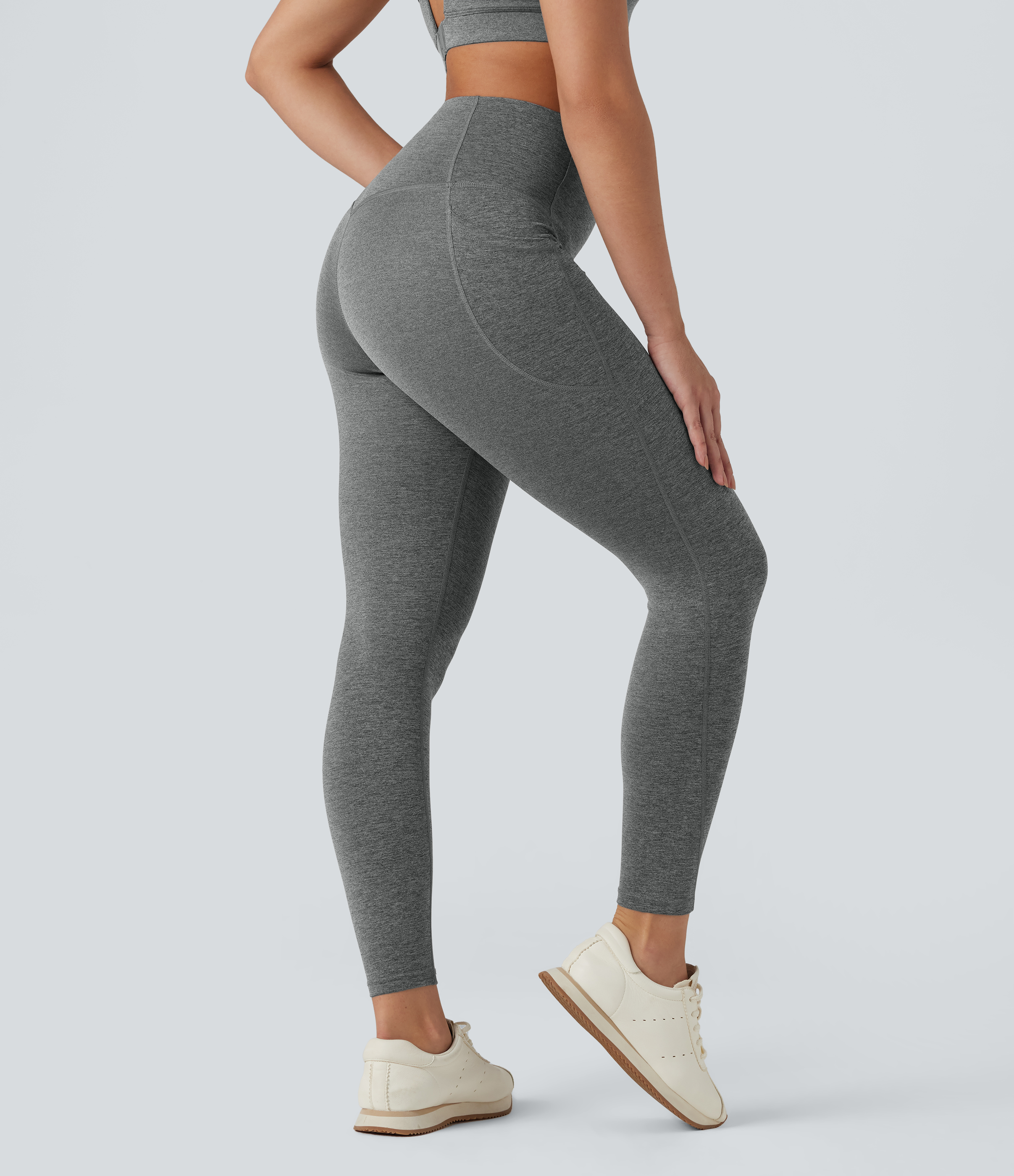 Halara UltraSculpt™ Heathered High Waisted Tummy Control Quick Dry Yoga Leggings with Pockets