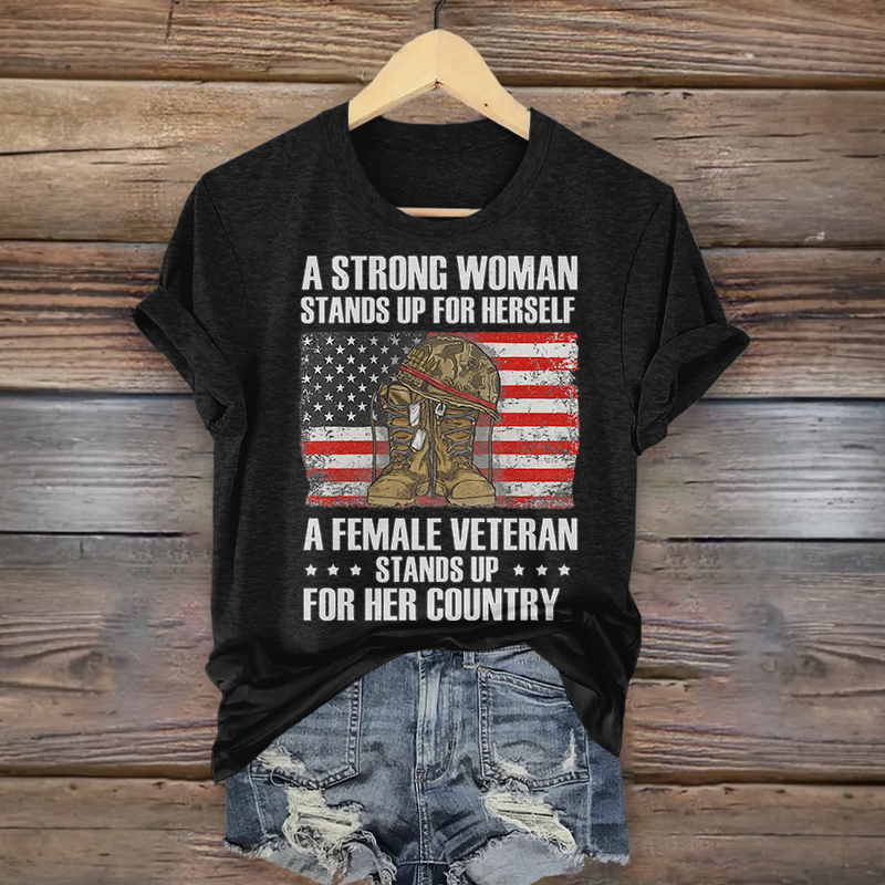 Women's Veteran Casual Printed T-shirt