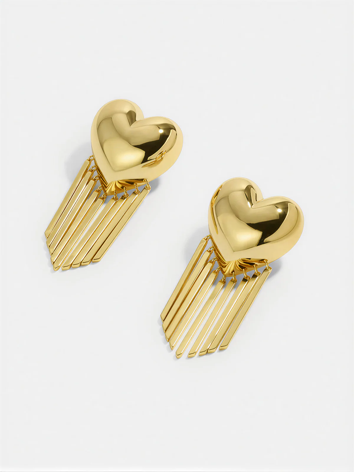 Heart-Shaped Tassel Drop Earrings