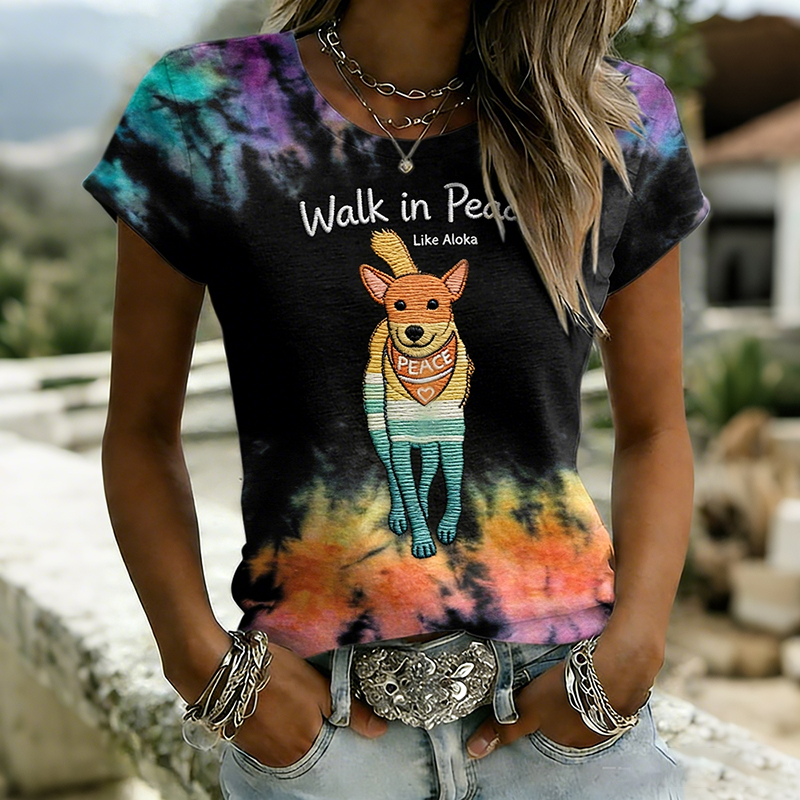 Women's Gradient Peace Day Printed T-shirt