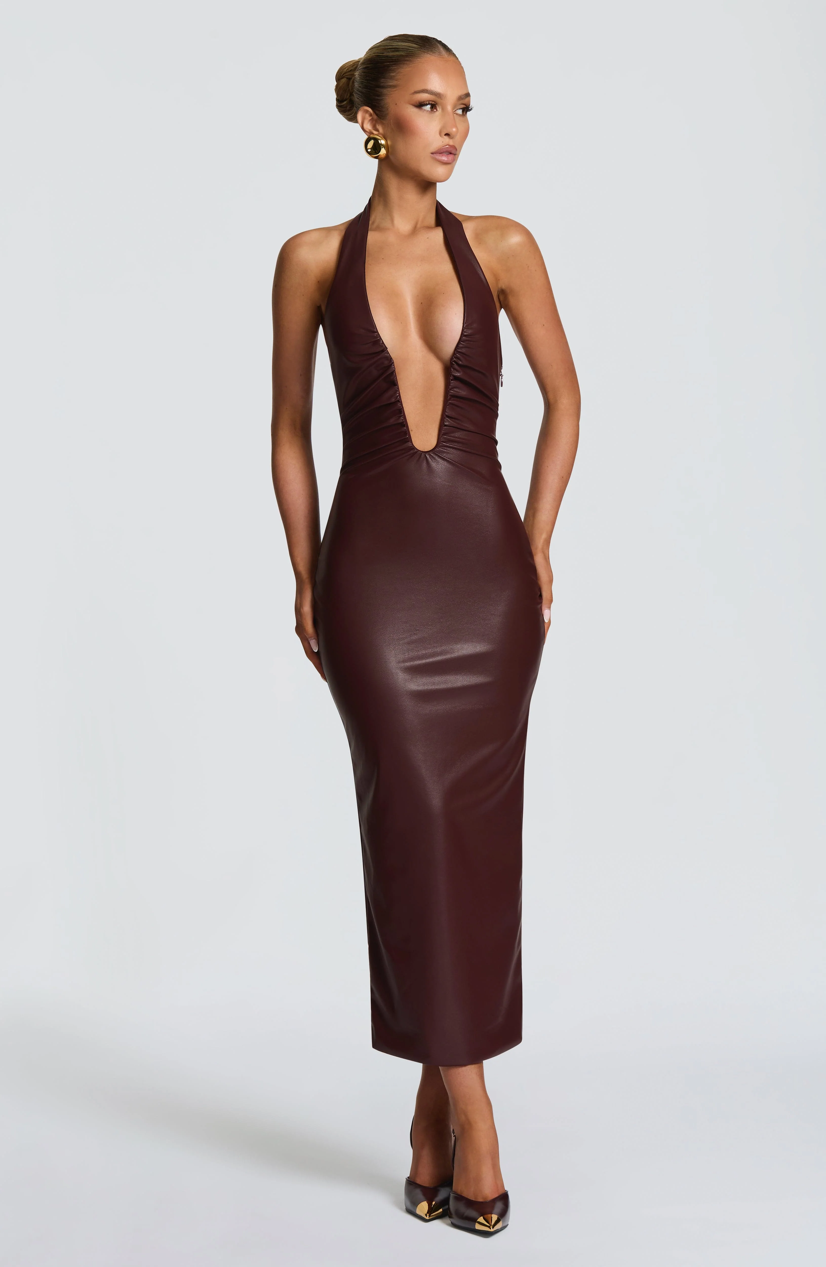 Ainsley Midi Dress - Burgundy