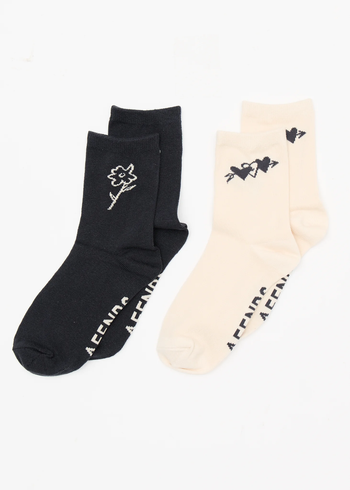 AFENDS Womens Rise - Two Pack Socks - Moonbeam / Stone Black