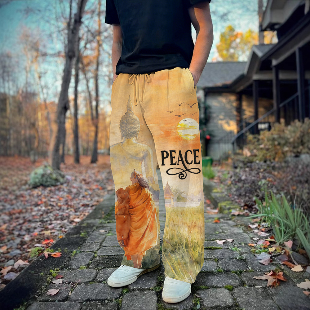 Men's Walk For Peace Watercolor Art Comfy Linen Pants